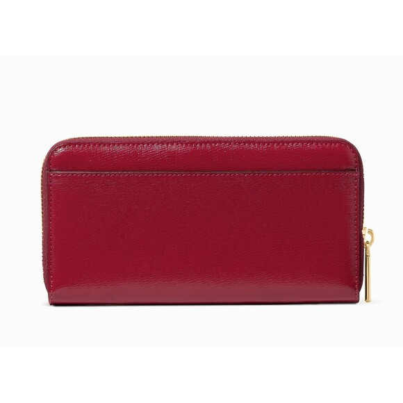 New Kate Spade Madison Large Continental Wallet Textured Patent Leather Red Jam - Picture 4 of 4